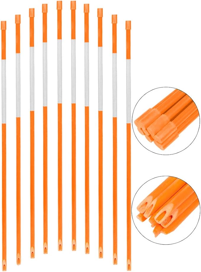 60 Inch Driveway Markers for Snow Plowing Stakes, Hollow Snow Poles with Reflective Tape Driveway Reflectors, 5/16-Inch Dia 20 Packs