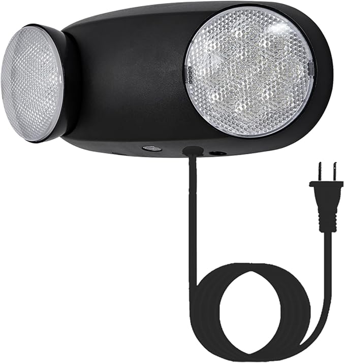 TANLUX LED Emergency Lights with Battery Backup, Commercial Emergency Light Fixtures for Business Home Power Failure Emergency Exit Sign Lighting with 1.0 Meter Plug in Cord AC120V Input, Black