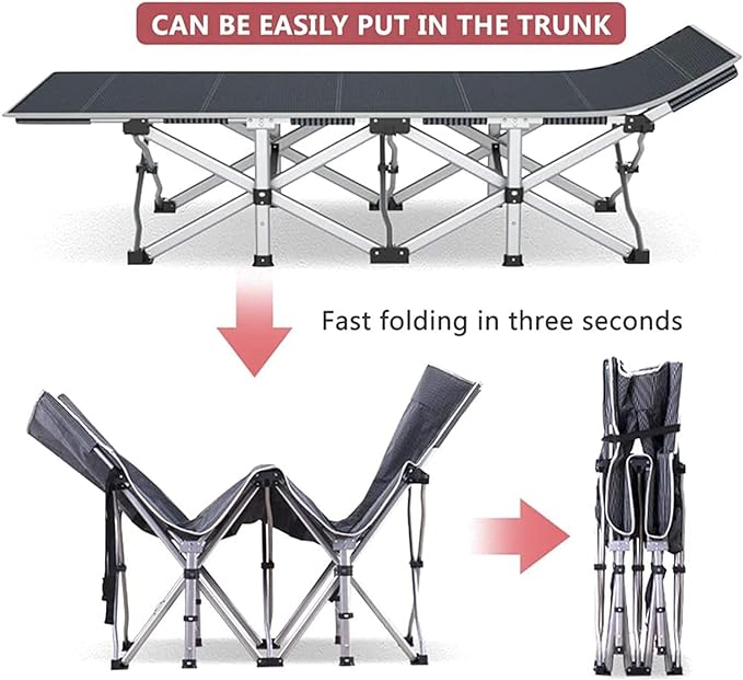 LILYPELLE Folding Camping Cot, Extra Wide Heavy Duty Sleeping Cots with Carry Bag, Double Layer Oxford Portable Travel Camp Cots for Home, Office Nap and Outdoor Beach