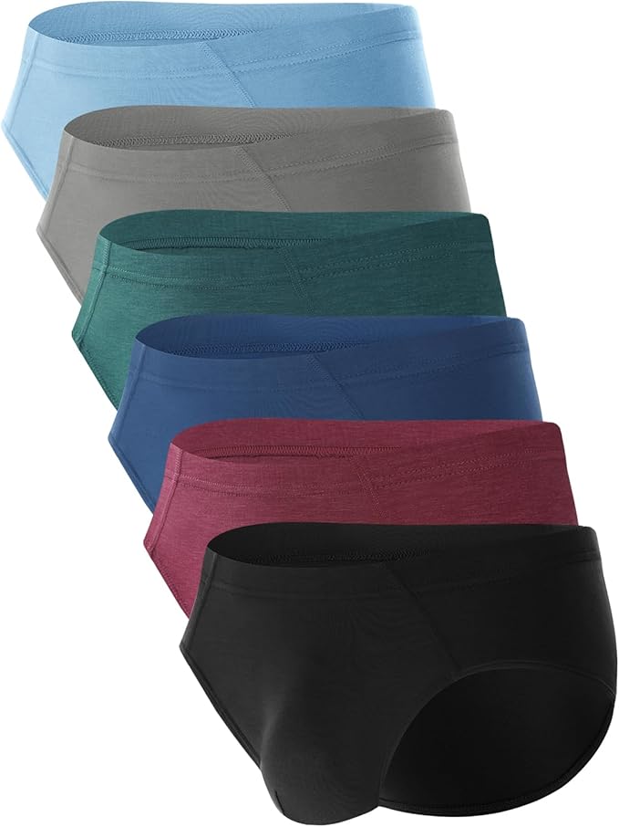 BAMBOO COOL Men's Underwear Briefs Fabric Covered Waistband Underwear Breathable Briefs with 3D Pouch Tagless Panties for Men