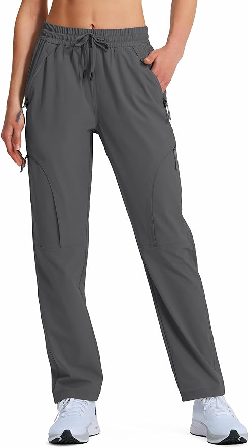 Women's Hiking Pants Quick Dry Lightweight Cargo Pants UPF 50 Water Resistant Zipper Pockets for Golf Travel Work Camping