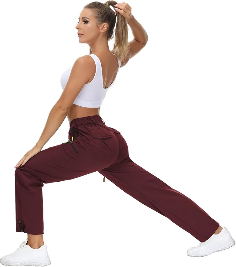 VVK Women's Hiking Cargo Pants Lightweight Quick Dry Outdoor Athletic Pants Camping Climbing Golf Zipper Pockets