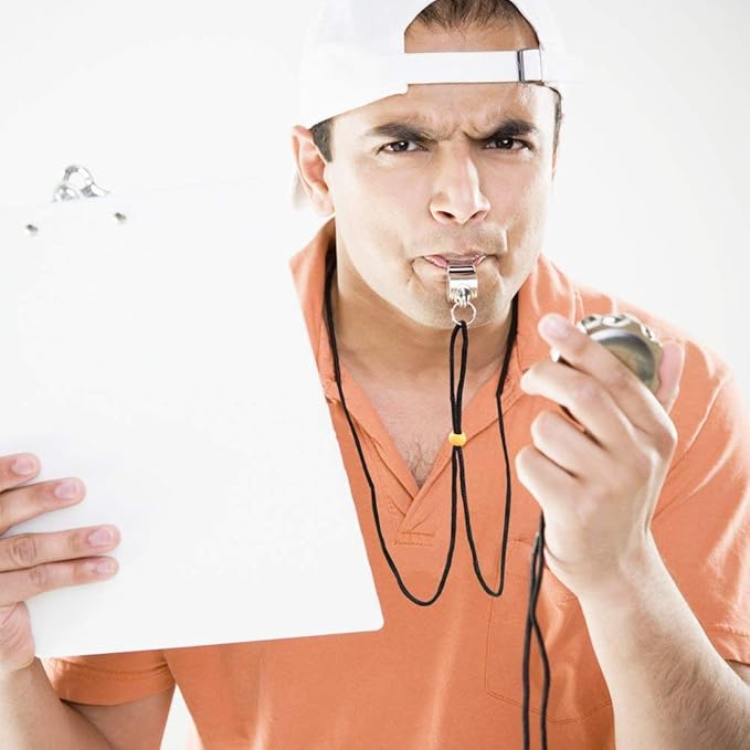 Whistle, 2 Pack Stainless Steel Sports Whistles with Lanyard, Loud Crisp Sound Whistles Great for Coaches, Referees, and Officials