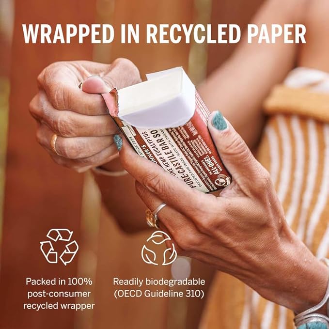 Dr. Bronner's Pure-Castile Magic Soap Bars (Eucalyptus, 5 oz, 6-Pack)- Made with Regenerative Organic Certified Oils for Face, Body & Hair - Gentle, Vegan- Bar Soaps for Men & Women