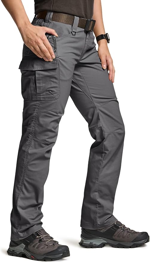 CQR Women's Flex Stretch Tactical Pants, Water Resistant Ripstop Cargo Work Pants with Pockets for Outdoor & Hiking