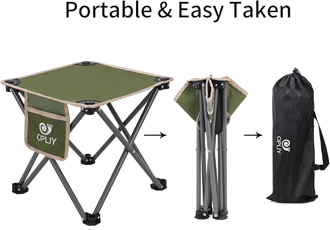 Opliy Camping Stool 2 Pack,13.5 Inch Portable Folding Stool for Outdoor Gardening and Beach Hiking Fishing,Foot Stool with Carry Bag (Green)