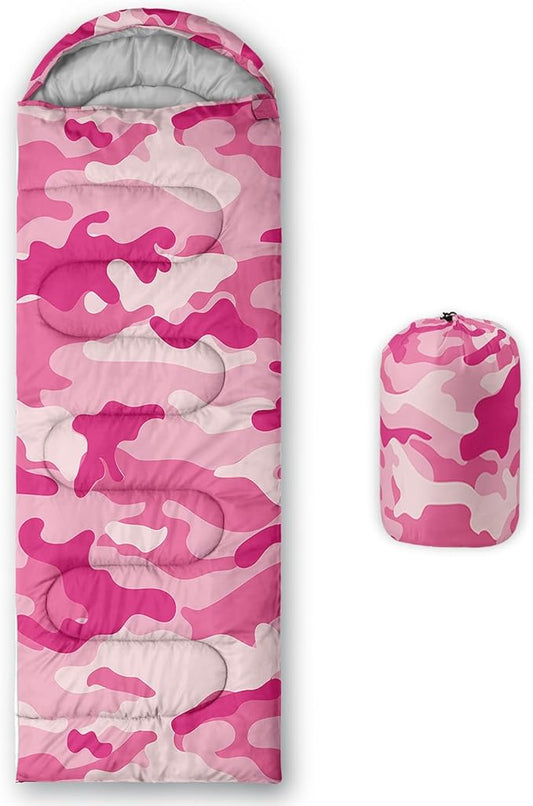 Sleeping Bags for Adults and Kids Backpacking Camping Sleeping Bags for Girls and Boys Lightweight Waterproof Cold/Warm Sleeping Bag for All Season