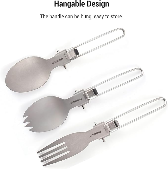 Titanium Camping Bowls and Utensils Set, Lightweight Portable Titanium Plates with Folding Handle & Forks Spoons Travel Cutlery Dinnerware for Outdoor Camping Backpacking Hiking Picnic