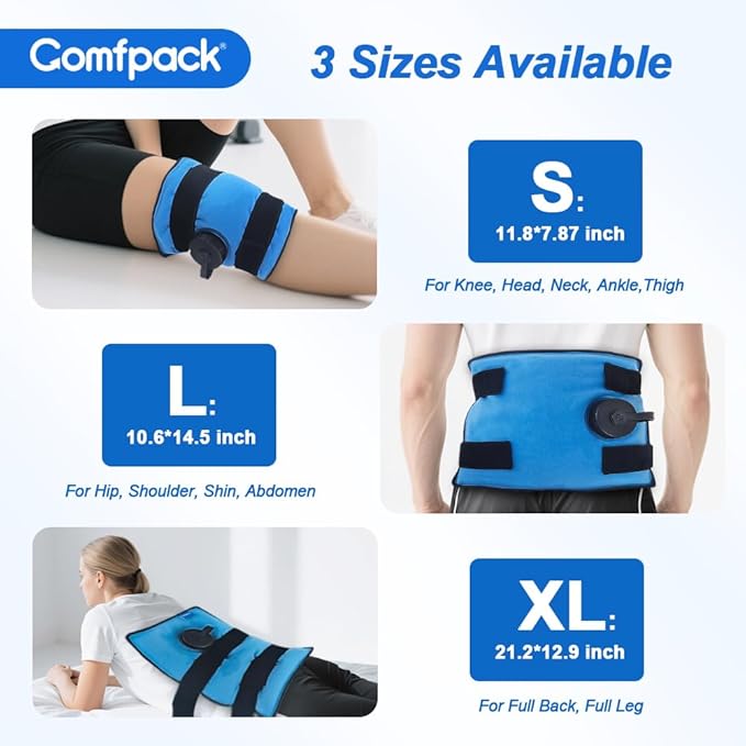 Large Refillable Ice Bag for Injuries, 14.5" x 10.6" Travel Ice Water Bag with Straps for Cold Therapy, Ice Pack Pain Relief for Swelling, Inflammation, Arthritis, Muscle