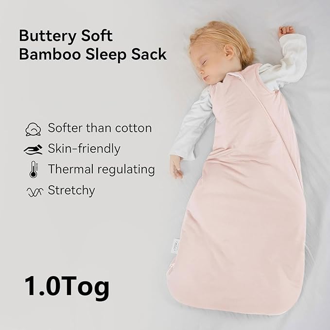 BubblePanda Rayon Made from Bamboo Sleep Sack 2t-3t 1.0 Tog Soft Toddler Sleeping Sack 24-36 Months for Babies 2-Way Zipper Baby Wearable Blanket