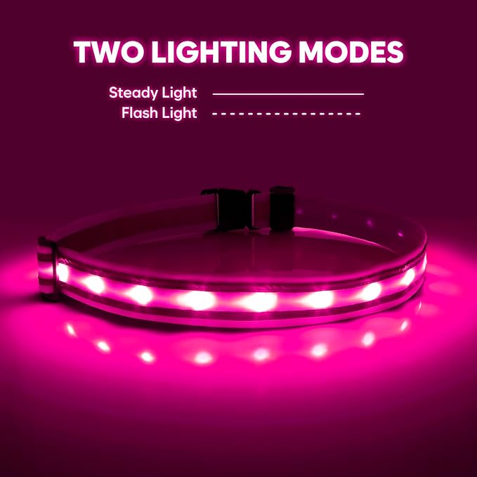 Illumifun LED Running Belt - USB Rechargeable Light Up Sash, High-Visibility Elastic Waistband Light for Running Cycling Hiking Camping Nighttime Activities