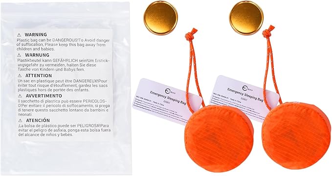 Esky Emergency Sleeping Bag, Portable Emergency Blanket Thermal Bivy Sack, Waterproof Lightweight Survival Gear with Compass for Camping Hiking Outdoor Adventure