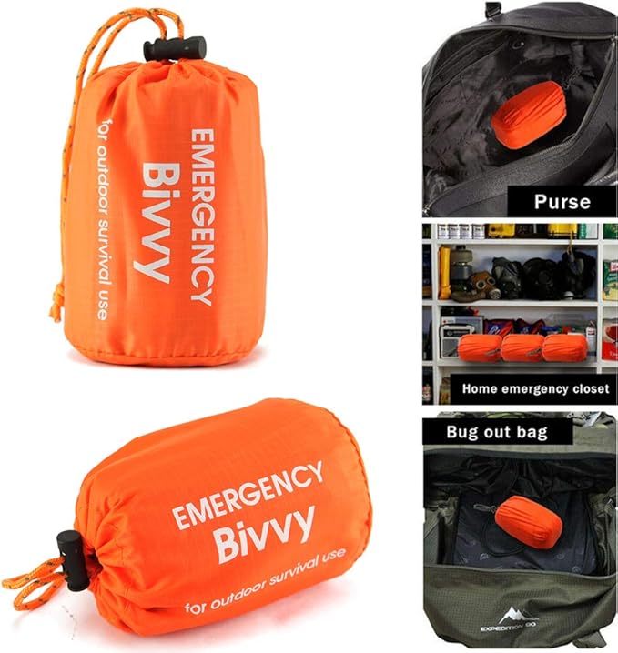 Emergency Sleeping Bag - Lightweight Survival Sleeping Bag Waterproof Thermal Bivy Sack Tent Portable Emergency Blanket Survival Gear for Camping Hiking Outdoor Adventure Activities