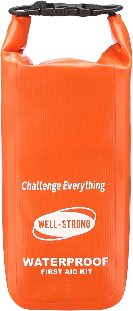Waterproof First Aid Kit Roll Top Boat Emergency Kit with Waterproof Contents for Fishing Kayaking Boating Swimming Camping Rafting Beach Orange