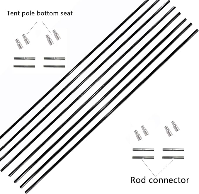 DIY Tent Pole, Replacement Tent Pole, Greenhouse Hoops,Telescopic Rod,Long Approximately 52ft, Diameter - 6.5mm,36 Packs, for Hiking Camping Backpacking Tent