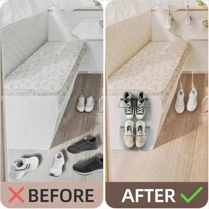Foldable RV Shoe Rack - Wall Mounted Shoe Storage, Car Shoe Holder Space Saver, Hanging Shoe Organizer for Various Shoes in Camping RV Travel, 2 Pack.