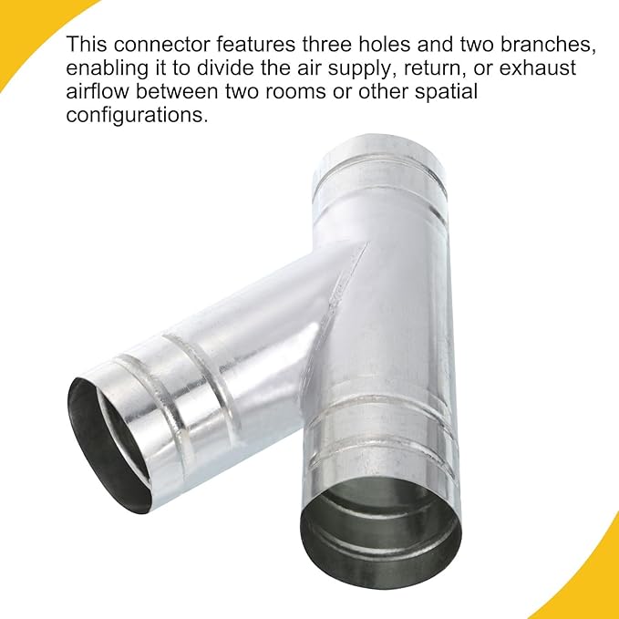 3" Inch Galvanized Steel Y Shape 3 Way Duct Splitter - 45 Degree HVAC Ventilation Fitting for Dryer Vent, Exhaust Fan & Dust Collection Systems