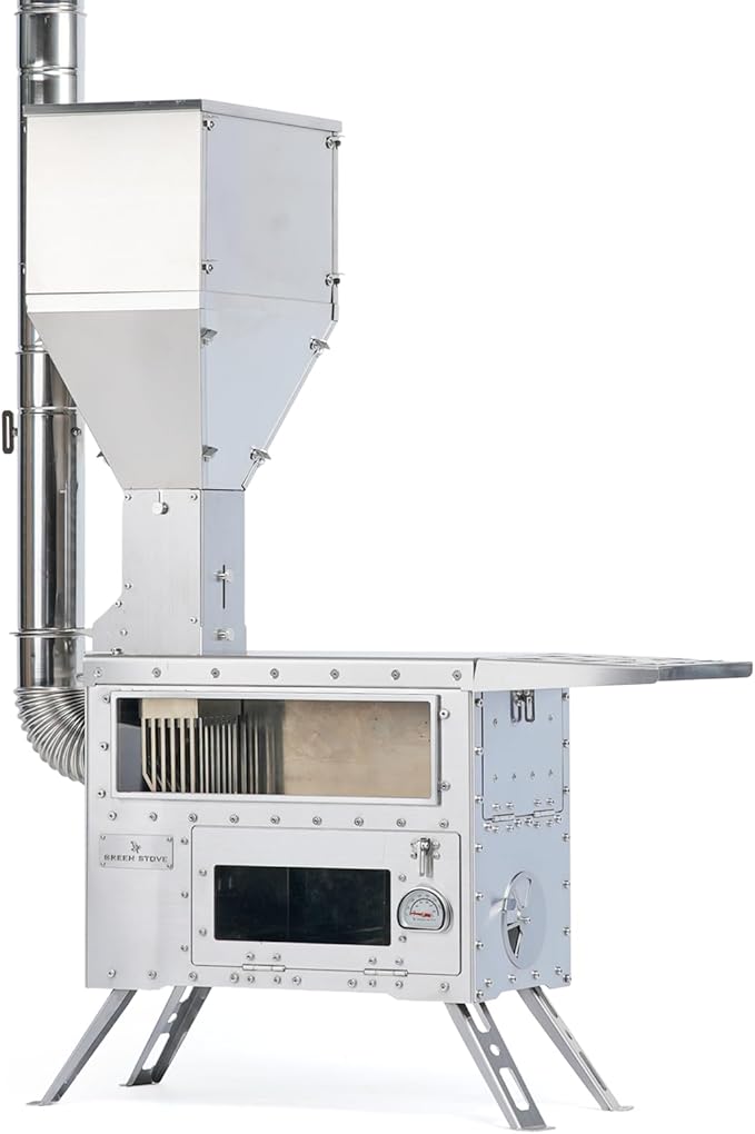 Hori 5 Pellet Stove with Oven for Tent Camping, Portable Wood Burning Stove with 8 Chimney Pipes for Hiking, Cooking, Hot Tent and Outdoor Use