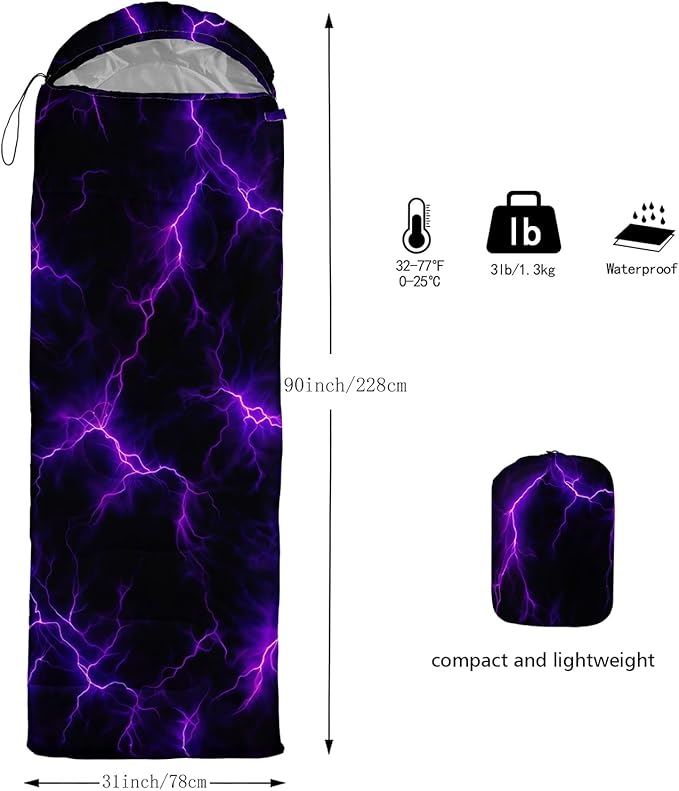 QOOMO Camping Sleeping Bags,3 Season Warm & Cool Weather,Lightweight,Waterproof Sleeping Bags for Adults & Kids,Traveling,and Outdoors,Camping Gear Equipment