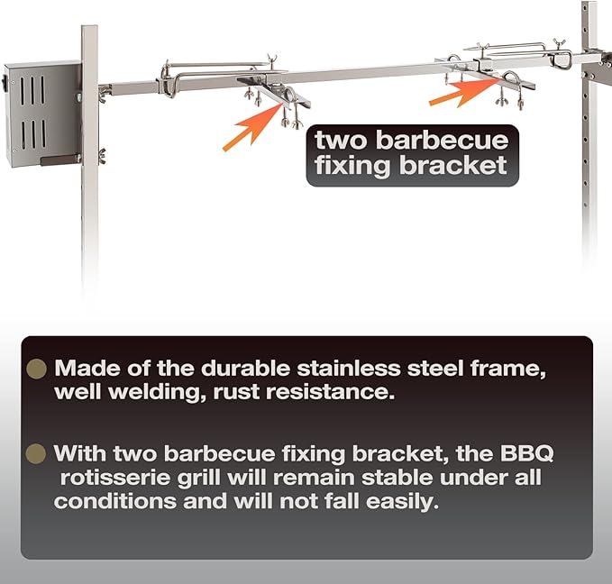 46" Outdoor Electric Rotisserie Grill Kit | 90LBS Pig Spit Rotisserie Grill | 32W Rotatable Motor BBQ Rotisserie Kit | Height Adjustable Spit Roaster Stand for Roasting Pig Lamb