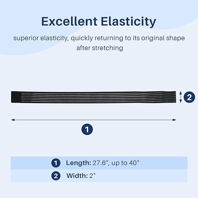 Comfytemp Ice Pack Strap, Stretchable, Reusable, 27.6 x 2 in, 2pcs, Ice Belt Extender Straps, Elastic Hook and Loop Extension Straps Add Length to Most Ice Packs, Multiple Uses