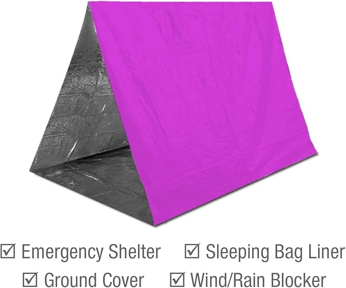 Swiss Safe 4 Pack Mylar Emergency Blankets for Survival - Compact & Insulated for Cold Weather - Designed for NASA, Outdoor, Running, Camping, Survival, First Aid Car Kit - Pink, 4 Pack