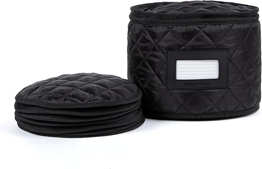 Covermates Keepsakes - Dish Storage - Padded Protection - ID Window - Stain Resistant - Machine Washable - China Storage, Black