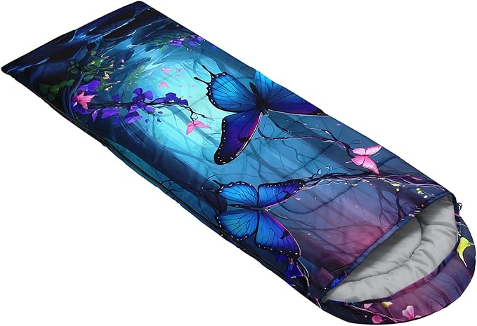 AILONEN Outer Space Astronaut Camping Sleeping Bags,Lightweight & Waterproof,3 Season Warm & Cool Weather,Cartoon Sleeping Bags for Kids,Boys Girls Travelling,Outdoors