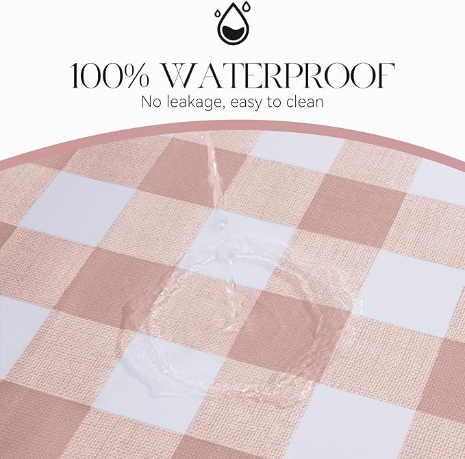 MOSAYT Rectangle Vinyl Tablecloth, 100% Waterproof Buffalo Gingham Plastic Table Cloth, Heavy Duty Wipeable Table Covers for Picnic, Outdoor, Camping - 54 x 78, Pink