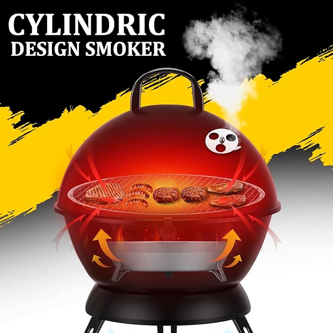 14inch Portable Charcoal Grill with Warming Rack, Small bbq Charcoal Grill Tabletop Foldable Grills for Backyard, Camping, Black