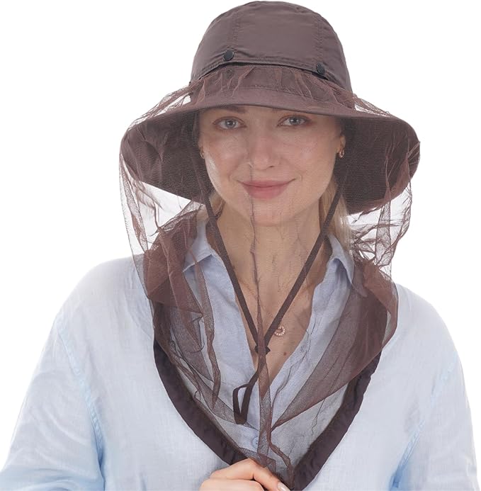 USHAKE Head Net Hat, Safari Hat Sun Hat Bucket Hat with Hidden Net Mesh