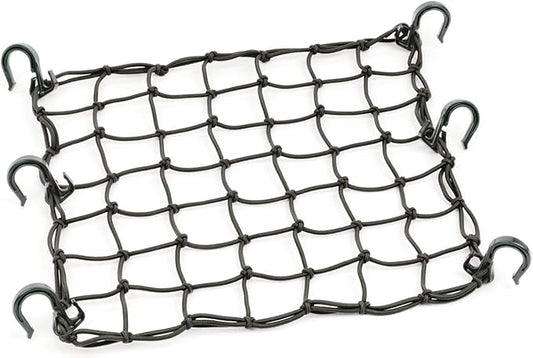 Powertye 50152 Black 15inX15in Cargo Net Featuring 6 Adjustable Hooks & Tight 2inx2in Mesh