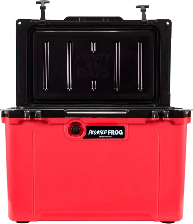 Made in USA Frosted Frog Hyper-Light 54 Quart Hard Cooler Insulated Portable Ice Chest Box for Beach, Beverages, Camping, Fishing, Boat, Barbecue, 30% Lighter Than Rotomolded Coolers