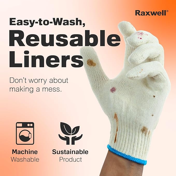 Raxwell BBQ Gloves - 6 Heat Resistant Cotton Liners + 100 Nitrile Food Prep Gloves for Barbecue Smoker, Cooking & Hot Food - Size X-Large - Grilling Accessories