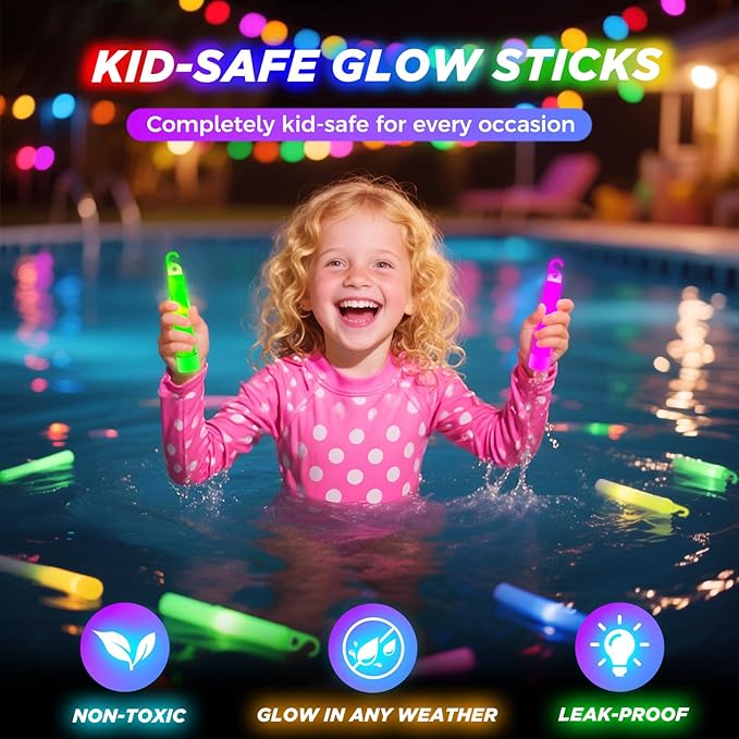 105 Pcs Glow Sticks - 4 inch Glow In the Dark Sticks Halloween Party Favors, Waterproof Glow Sticks Lights Bulk Party Pack for Kids with 9 Hours Duration, Party Favors Light Stick for Halloween Party