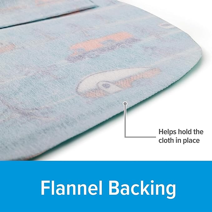 Camco Life is Better at The Campsite Tablecloth with Bench Covers | Provides a Clean Eating Surface for Outdoor Activities | Features an RV and Tree Sketch Design | (53380)