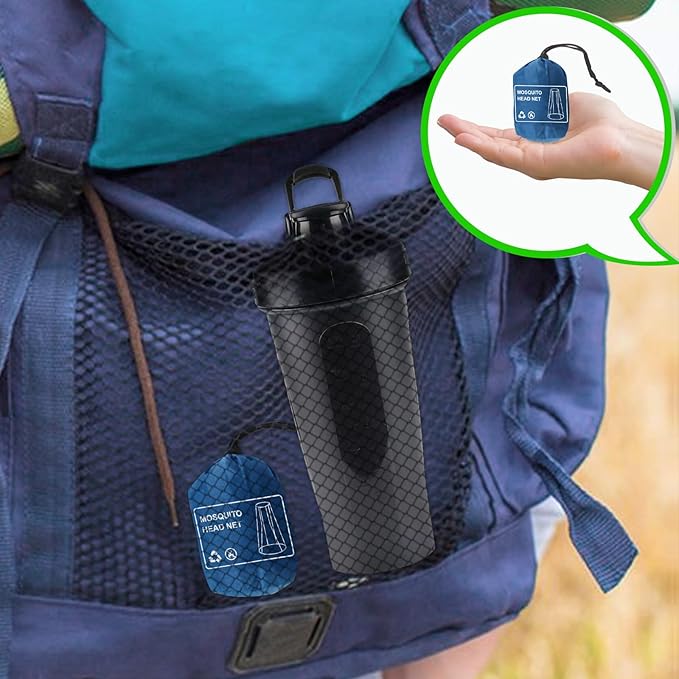 South to East Premium Mosquito Head Net for Insect 2 Pack, Ultra Large & Long, Extra Fine Holes, Fly & Bug Protection Gear for Camping, Hiking, Fishing, Gardening, Safari, Fit All Hats, Grey