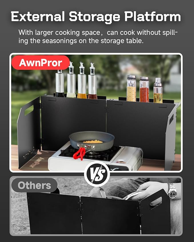 Aluminum Camping Stove Windscreen,Lightweight Foldable Outdoor Wind Blocker Gas Stove Windshield Wind Screen with Storage Bag for Camping,Glamping,Hiking,Picnic,Backpacking,Cooking,Fishing