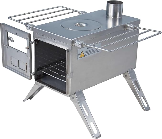 Winnerwell Nomad Medium Tent Stove | Tiny Portable Wood Burning Stove for Tents, Shelters, and Camping | 800 Cubic Inch Firebox | Precision Stainless Steel Construction | Includes Chimney Pipe