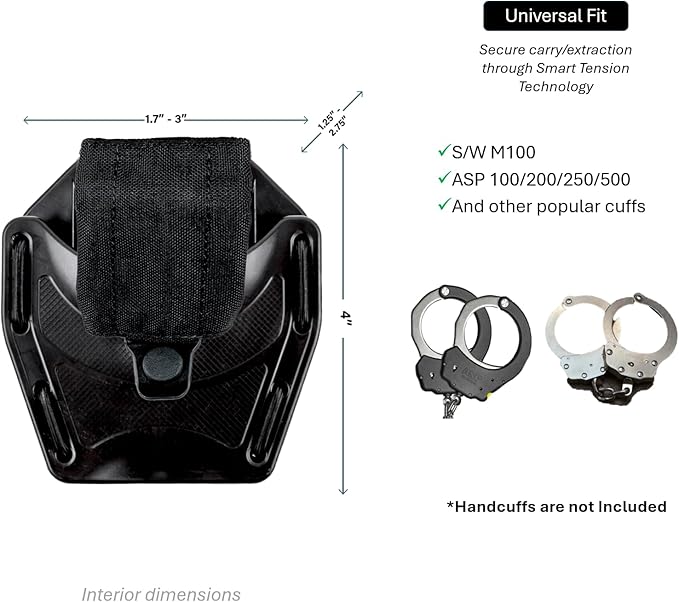 Hero’s Pride MOLLE Handcuff Case - Cover Top Universal Fit Flex Handcuff Pouch for Duty Belts Up to 2.5" Wide - Law Enforcement Handcuff Holder Mounts on Tactical Belt and Vest - Easily Stackable