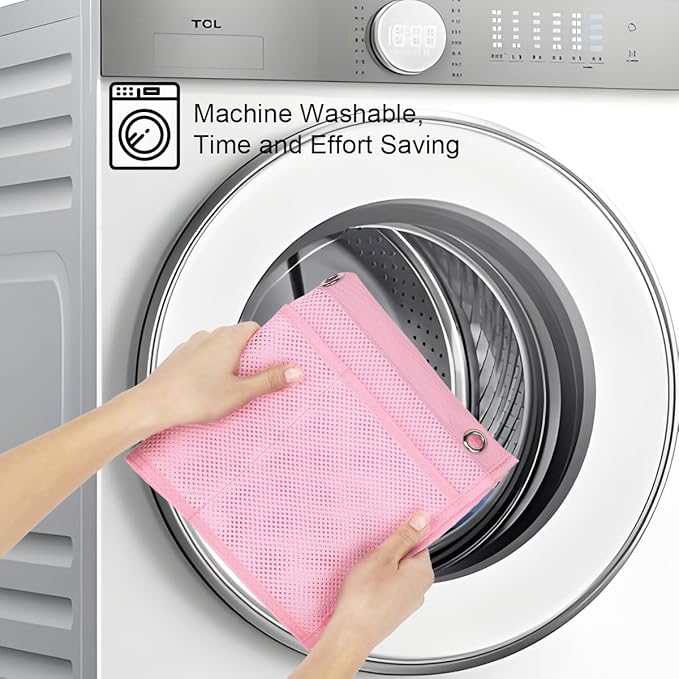 Hanging Mesh Shower Caddy for Bathroom - Quick Drying Portable Shower Organizer with Multiple Pockets for Soap,Shampoo and Cruise Ship Essentials Saving Bathroom Storage,Pink,1 Pack