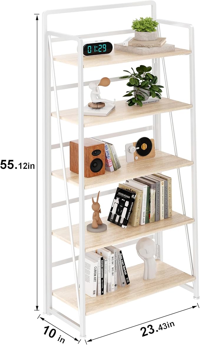 BHG No Assembly Folding Bookshelf for Living Room,Collapsible Book Shelf for Home Office, Portable Bookcase Storage Organizer Rack Shelves