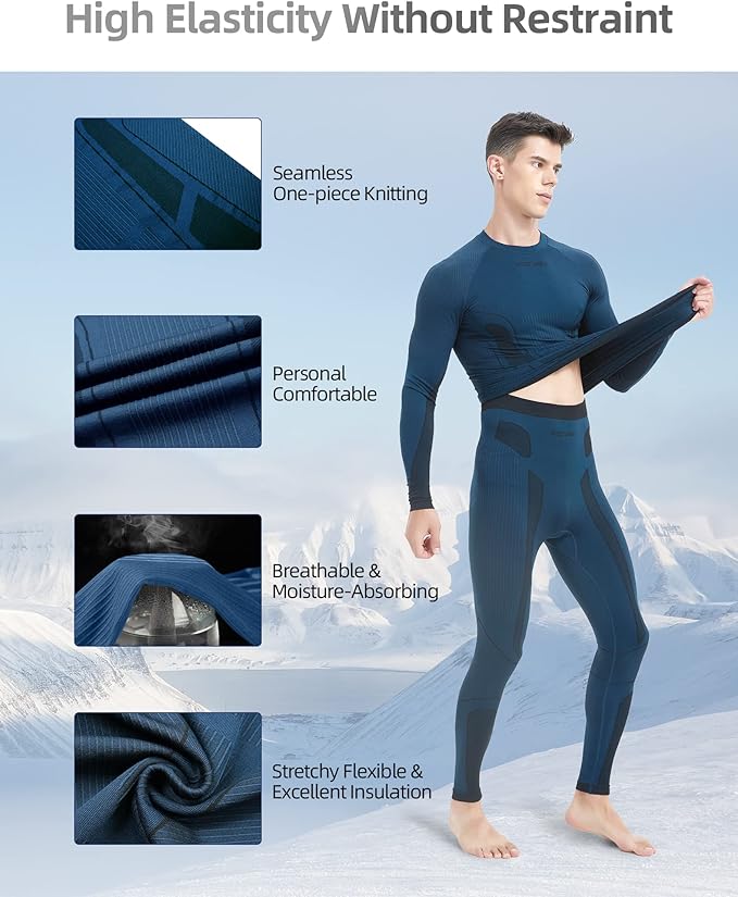 NOOYME Thermal Underwear Long Johns for Men - Long Underwear Base Layer for Cold Weather