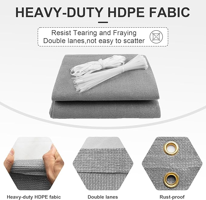 Cool Area Sun Shade Cloth with Grommets 13×19 FT Shade Panel Shade Tarp Screen Fabic for Outdoor Patio Pergola Cover Deck Garden, Silver (Customized)