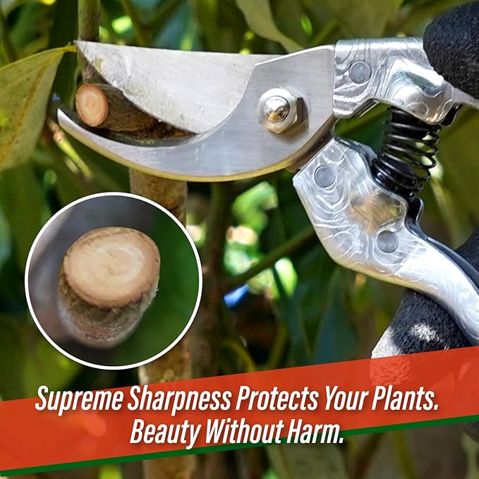 SUIZAN Bypass Pruning Shears 8.3” Plus Forged Aluminum Handle - Professional Japanese Hand Pruners Garden Scissors Gardening Tools