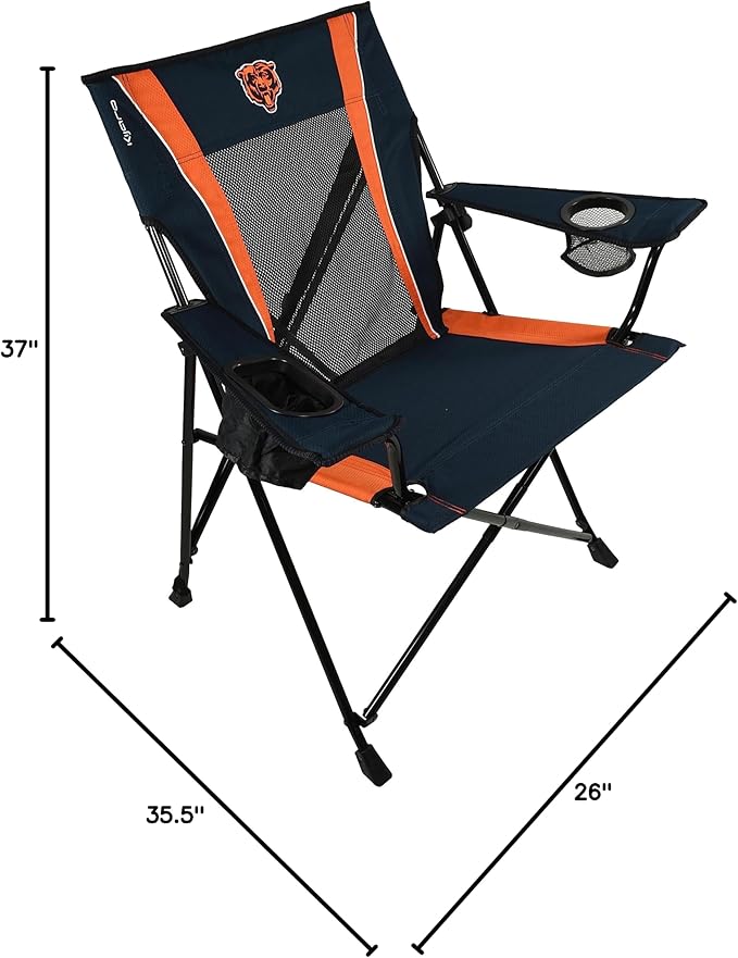 Kijaro Sports Fan Folding Chair, 26" L x 35.5" W x 37" H, Chicago Bears