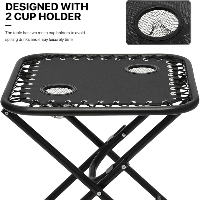 MoNiBloom Oversized Lounge Beach Chairs for Outside, 29" XL Zero Gravity Camping Chairs with Side Table, Pillow and Tray, 330lbs Capacity, Black