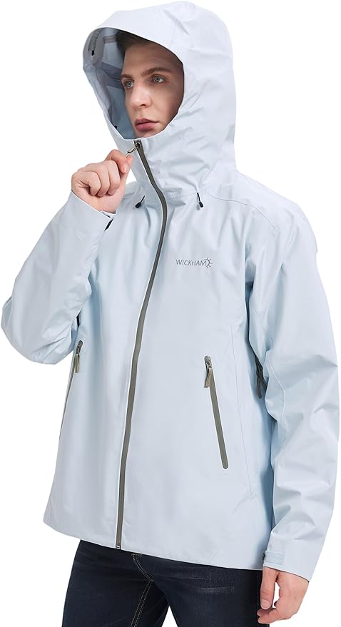 WICKHAM Men's High-performance Rain Jacket Outdoor Waterproof Windproof Coat fully Sealed Seams Shell for Expedition,Golf