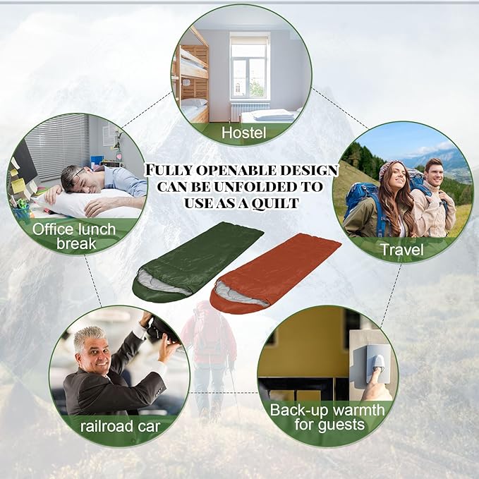 Tudomro 16 Pack Camping Sleeping Bags Bulk Adults Envelope 4 Season Cold Warm Weather Lightweight Waterproof Compact Backpacking Sleeping Bag for Travel Hiking