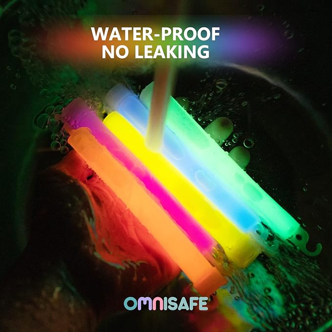 24 Ultra Bright Large Glow Sticks with 24 Black PE String, Multi Use Colourful 6 Inch Glowsticks for Parties, Camping, Emergency Glow Sticks For Blackout, Long-lasting Lighting Waterproof and